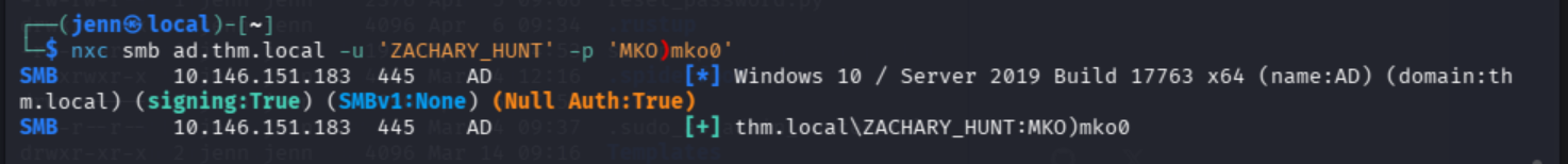 ZACHARY_HUNT credential confirmed — MKO)mko0 works